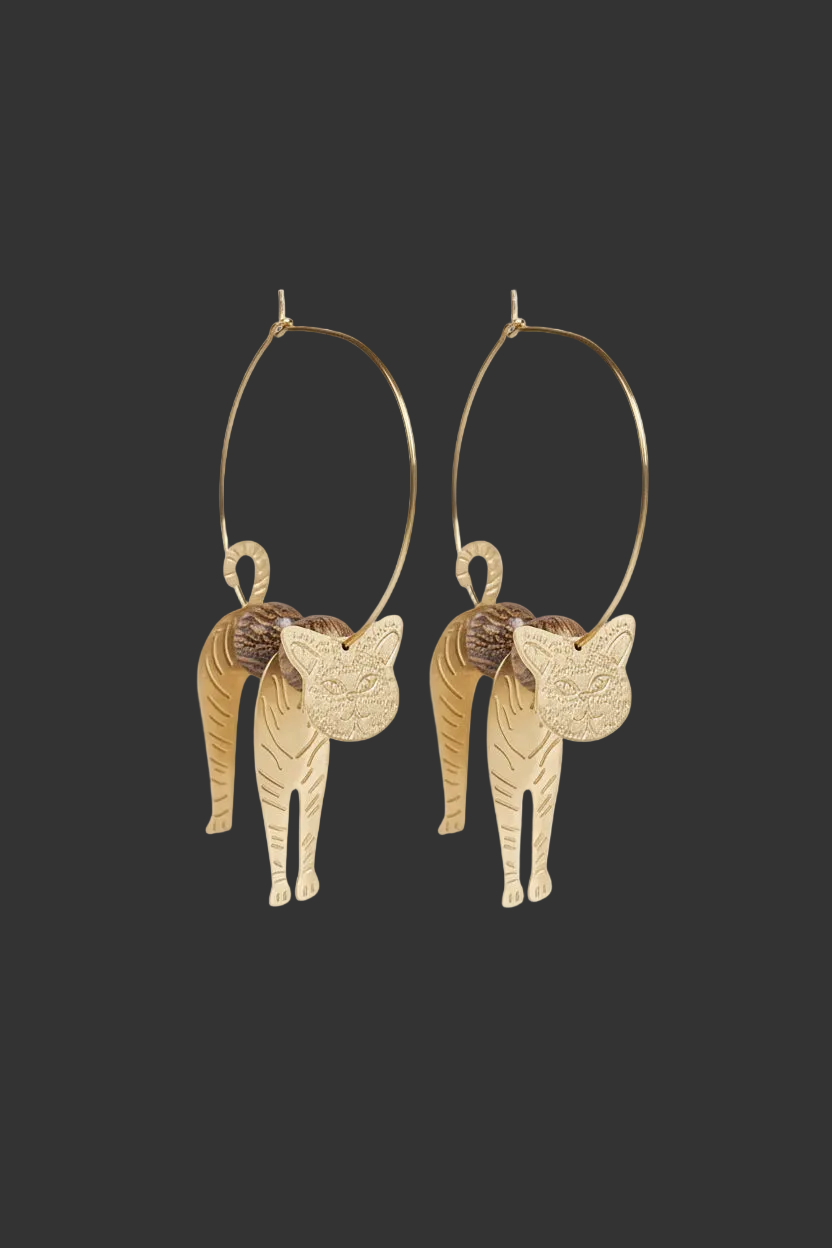 Sculptured Cat Ear-rings