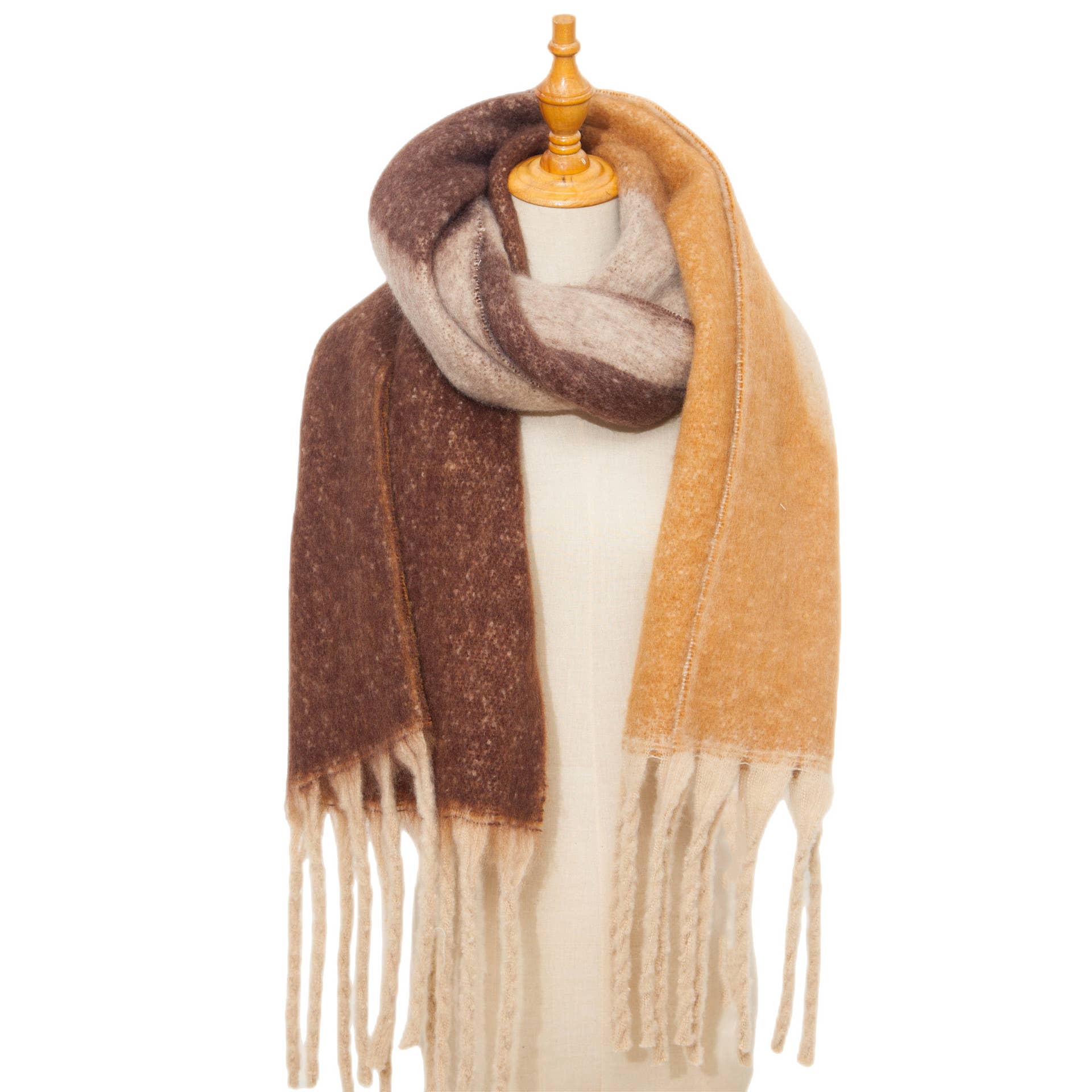 Soft Chunky Abstract Fleece Scarf With Tassel