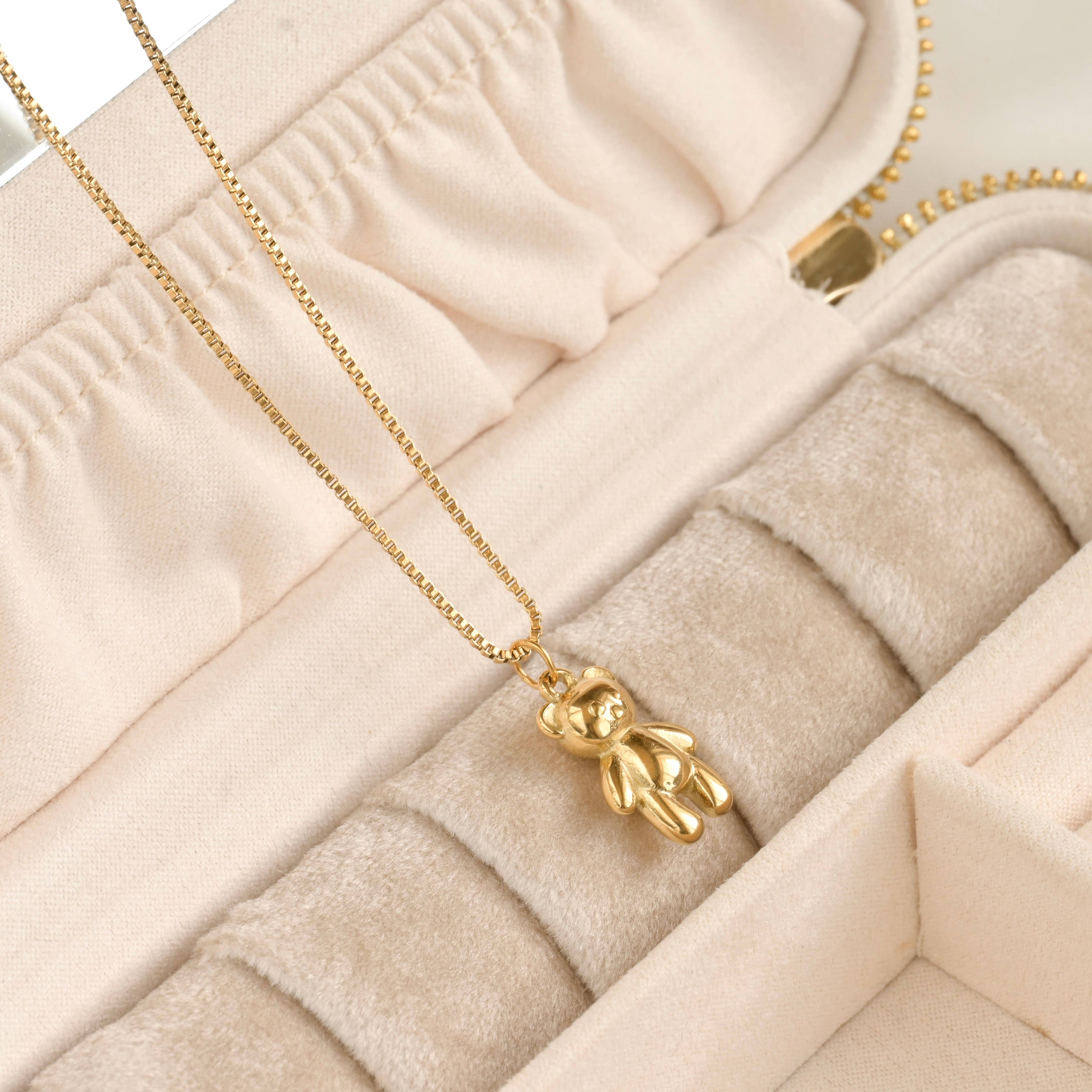 Whimsical Teddy Bear 18k Gold Pendant Necklace - Out of the Blue