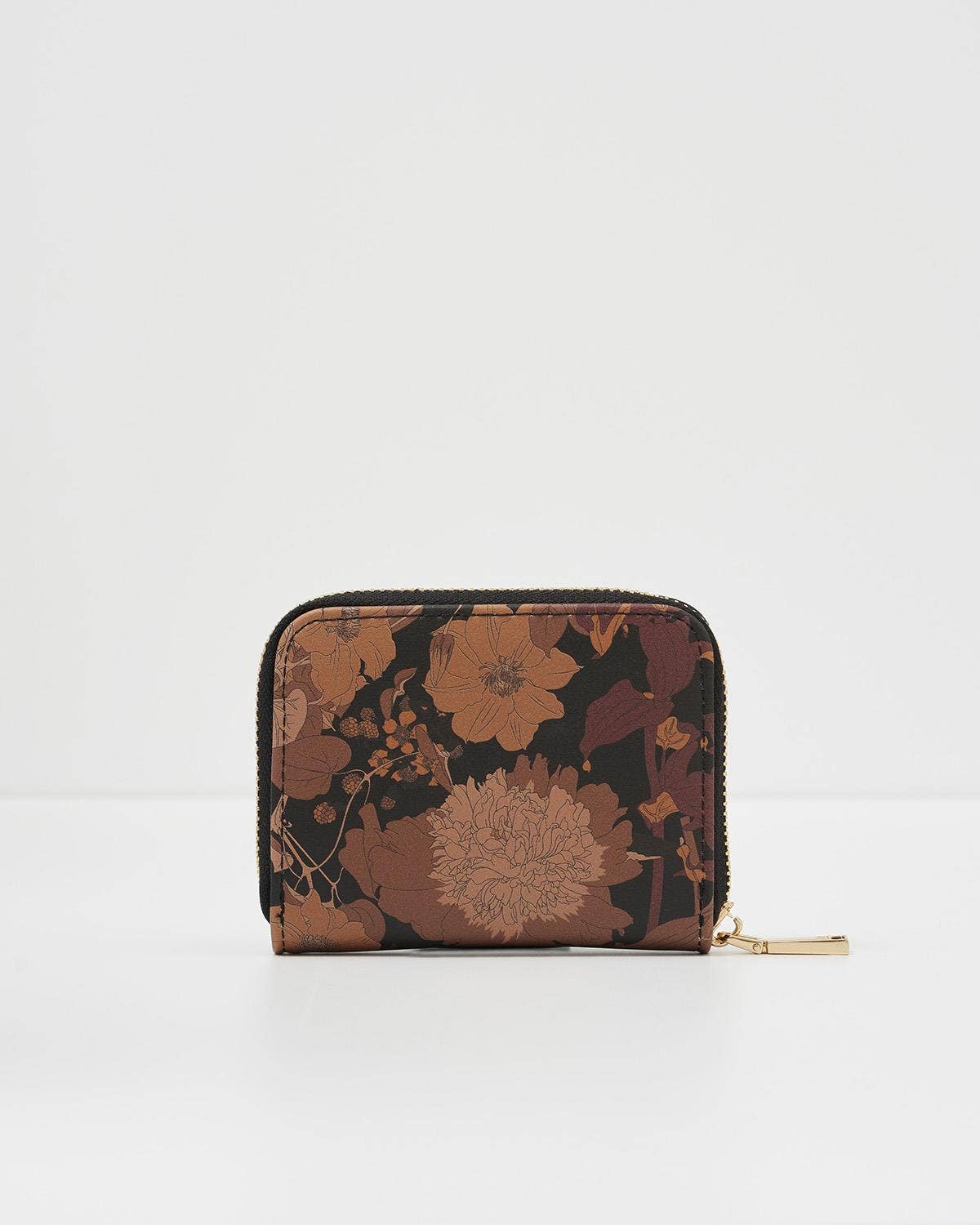 Deco Blooms Black Zip Wallet