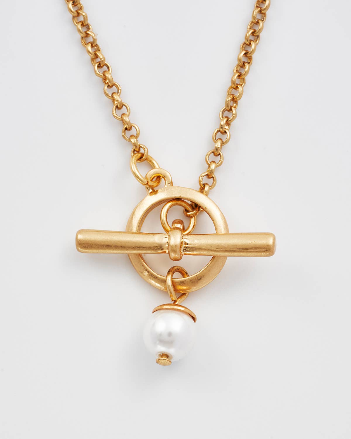 Pansy Pearl Gold Toggle Necklace - Out of the Blue