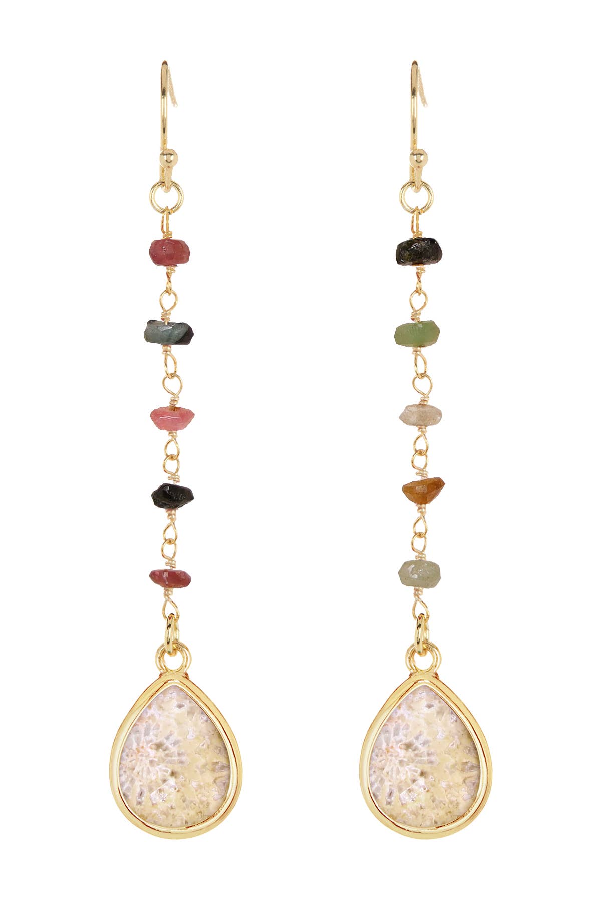 Lily Fossil Stone Drop Earrings - Out of the Blue