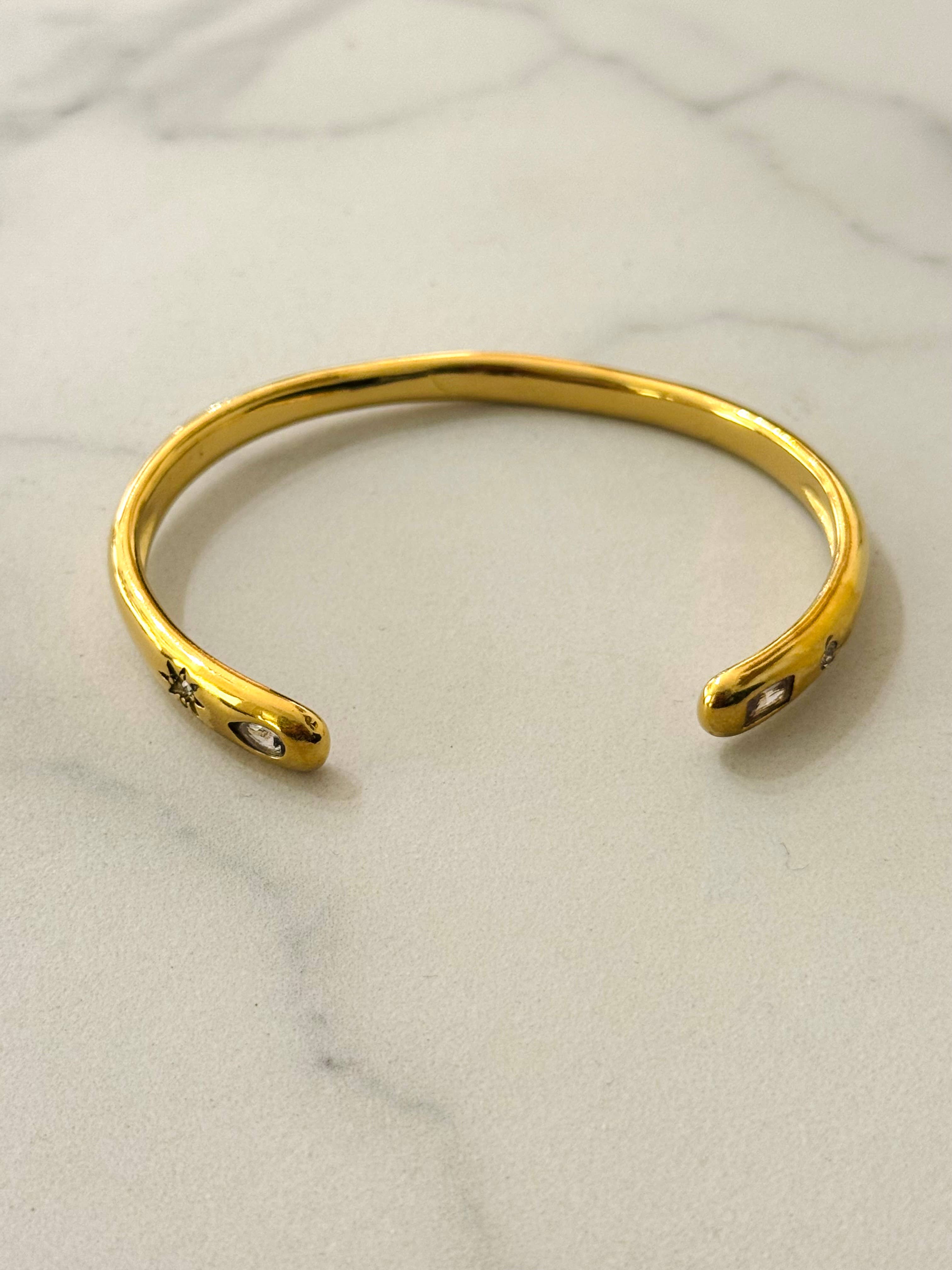 Tonin Bangle Bracelet w Northern Star & Drop Details - Out of the Blue