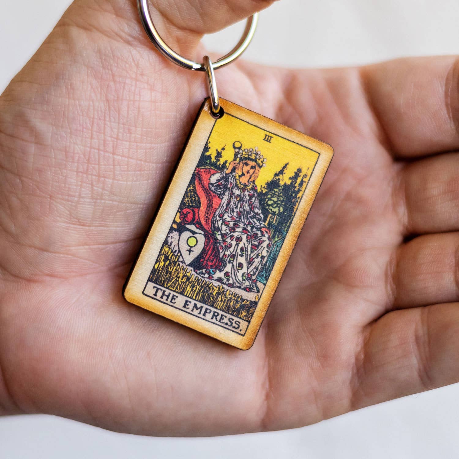 Tarot - 3 - The Empress Full Color Wooden Keychain