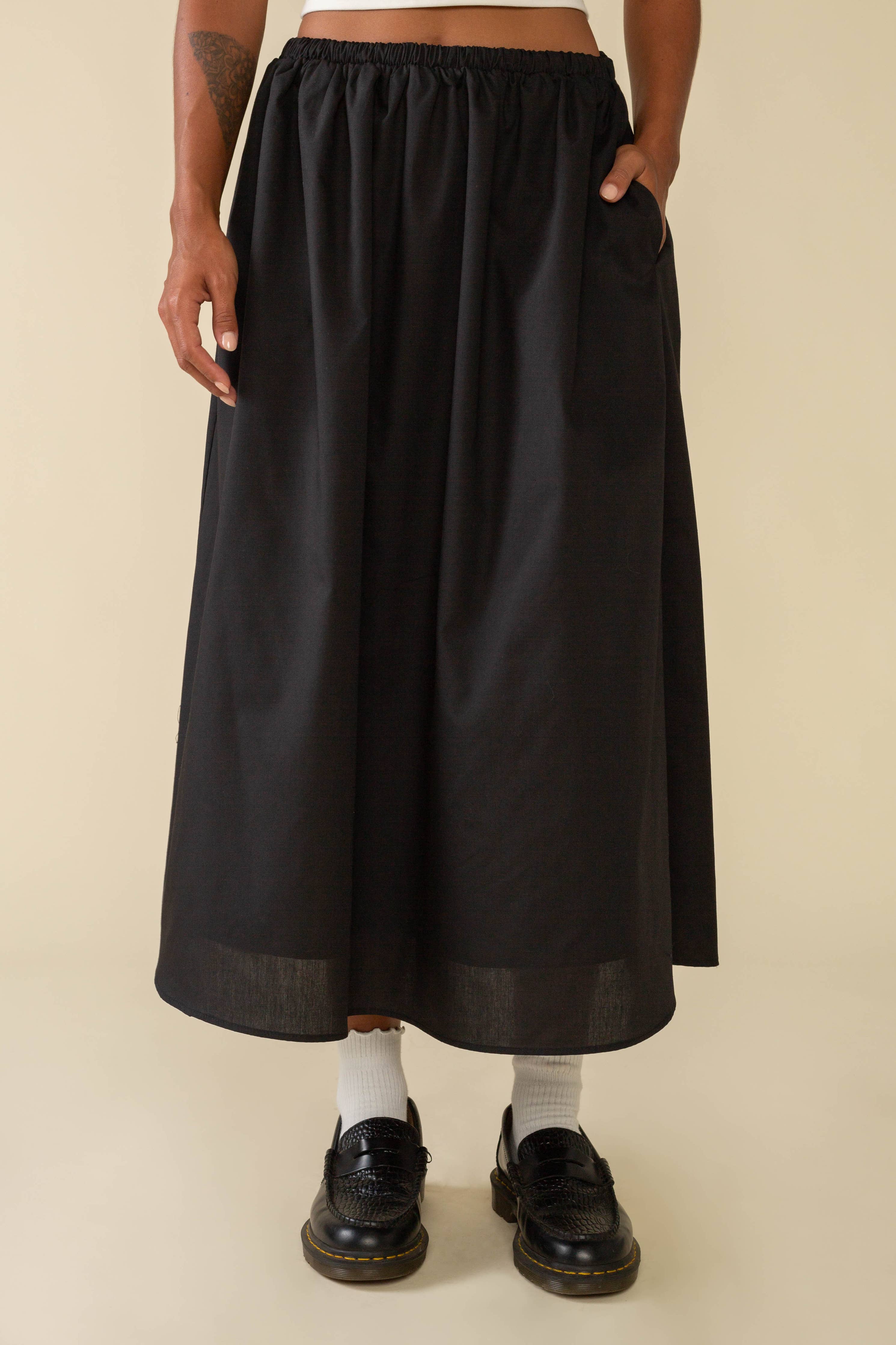 Larchmont Full A-Line Poplin Midi Skirt - Out of the Blue