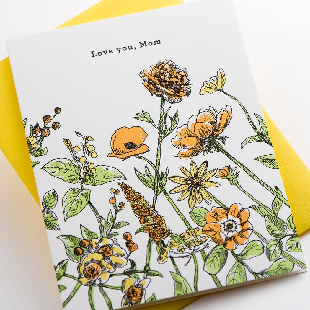 Love You Mom Floral Card - Out of the Blue