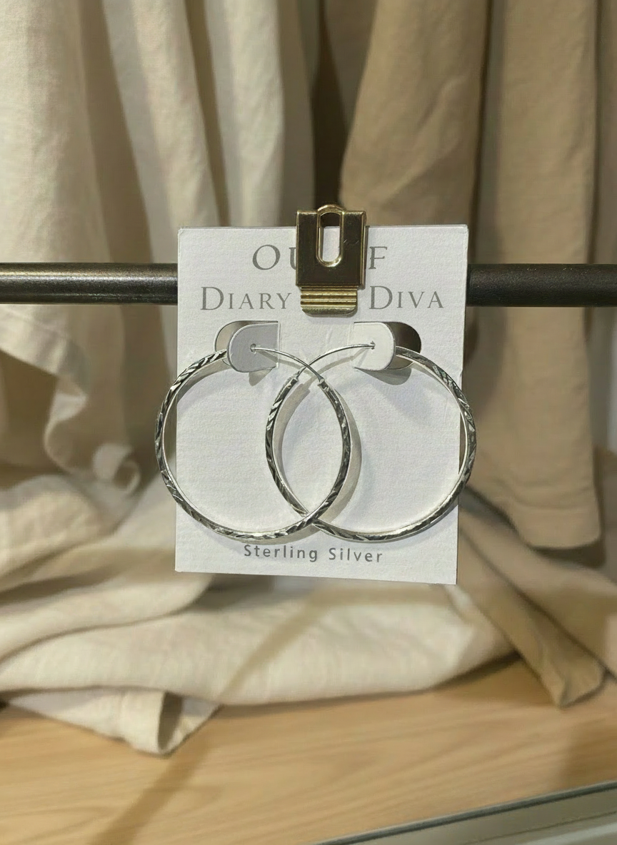 Hammered  Sterling Silver Hoop