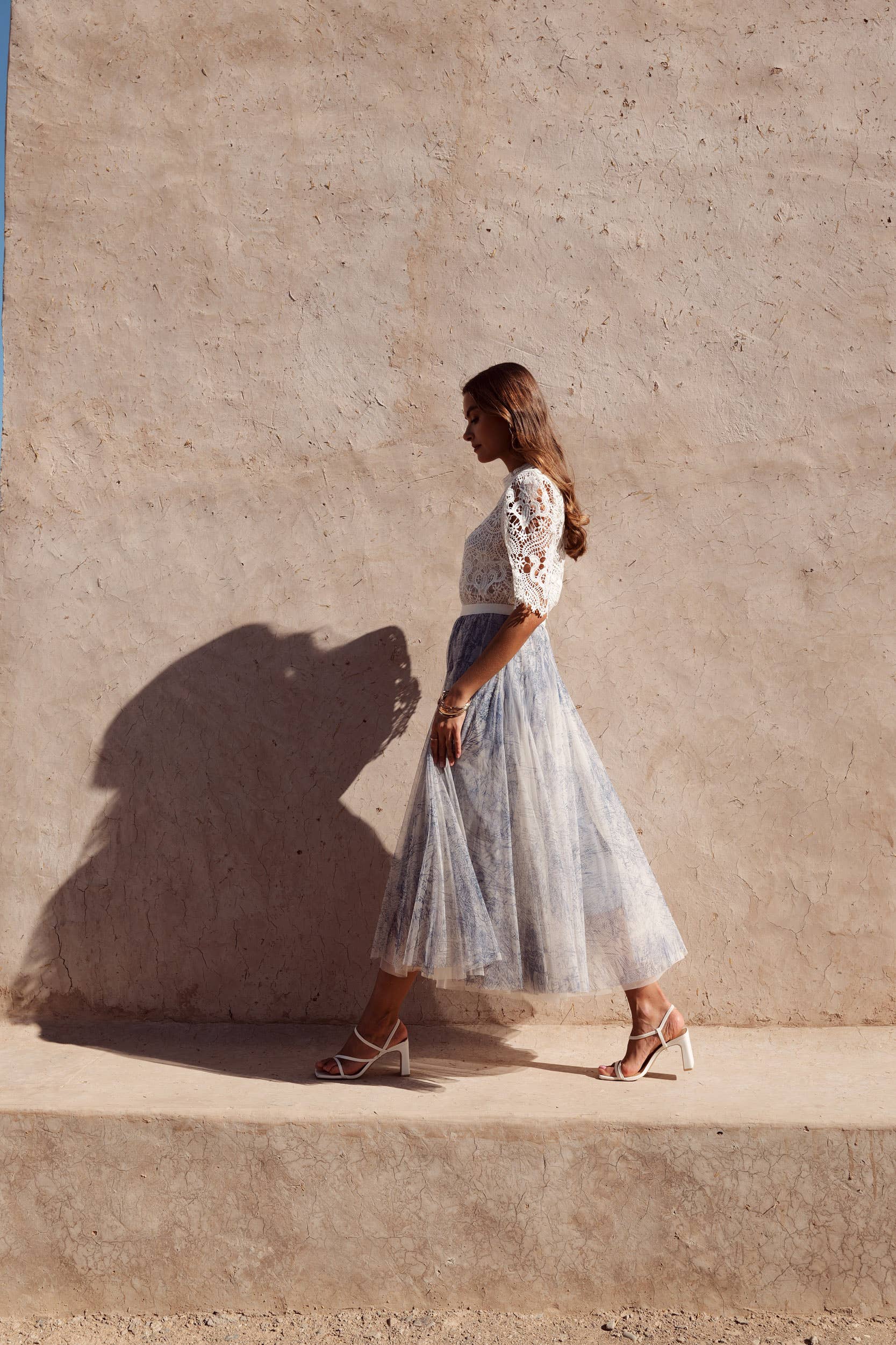 Tulle toile de Jouy Skirt - Out of the Blue