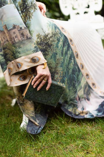 The Mythmaker Opera Duster Kimono Robe w Landscape & Unicorn - Out of the Blue