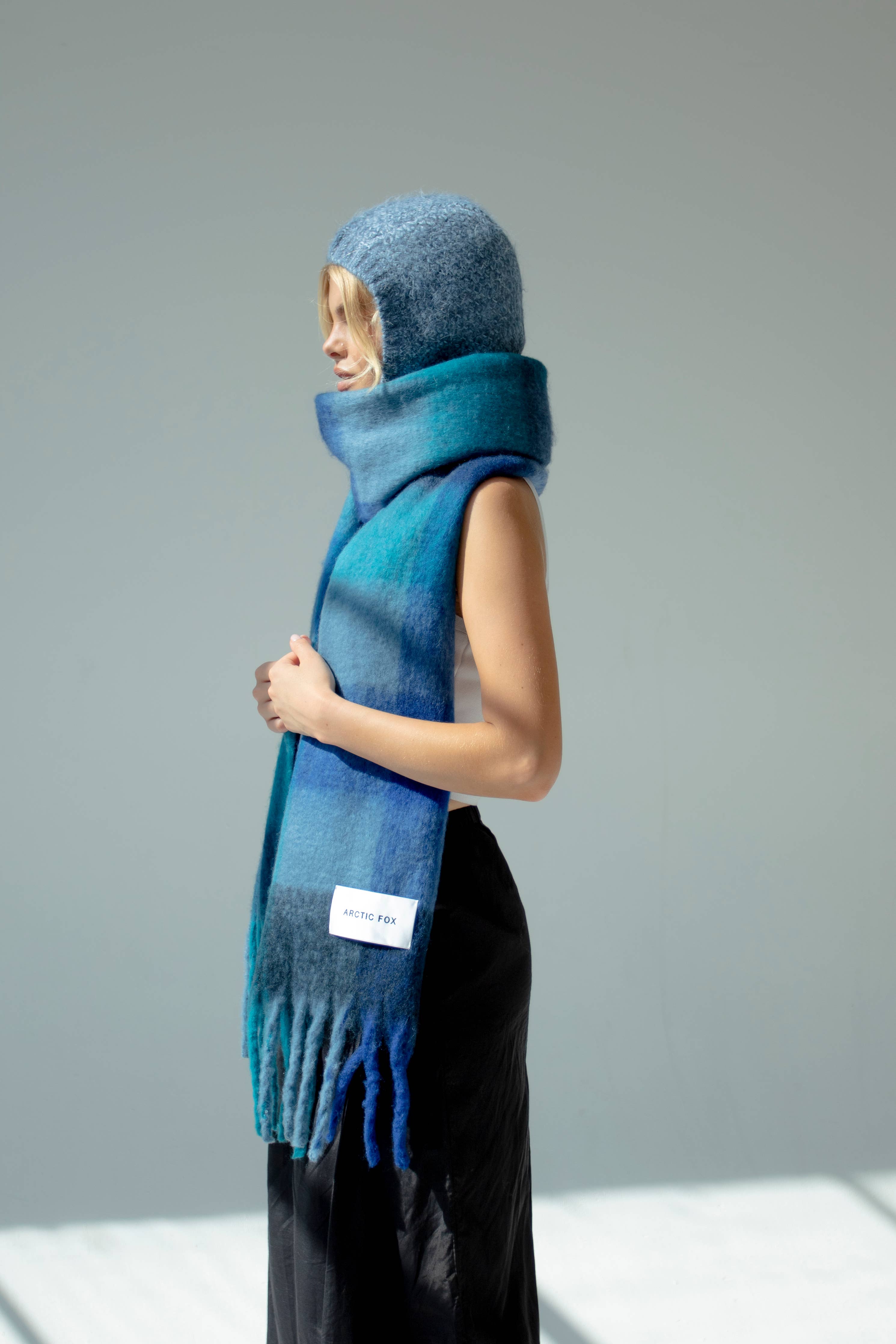 The Reykjavik Scarf - 100% Recycled - Blue Check - FW25 - Out of the Blue