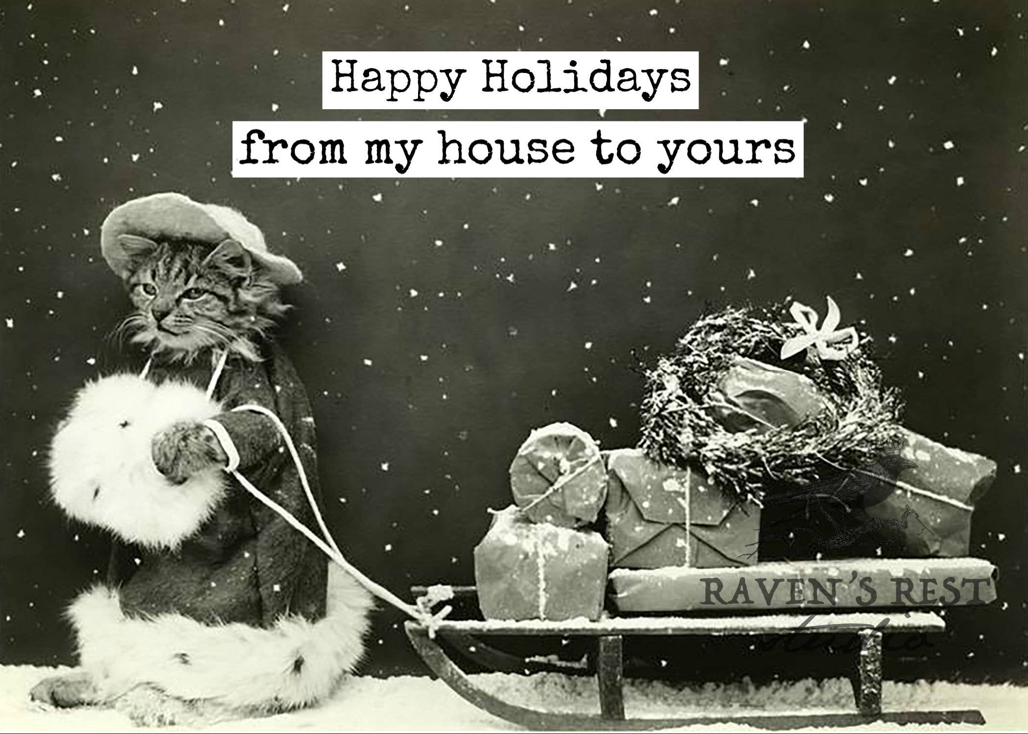 Happy Holidays From Our House To Yours. Christmas Card. - Out of the Blue