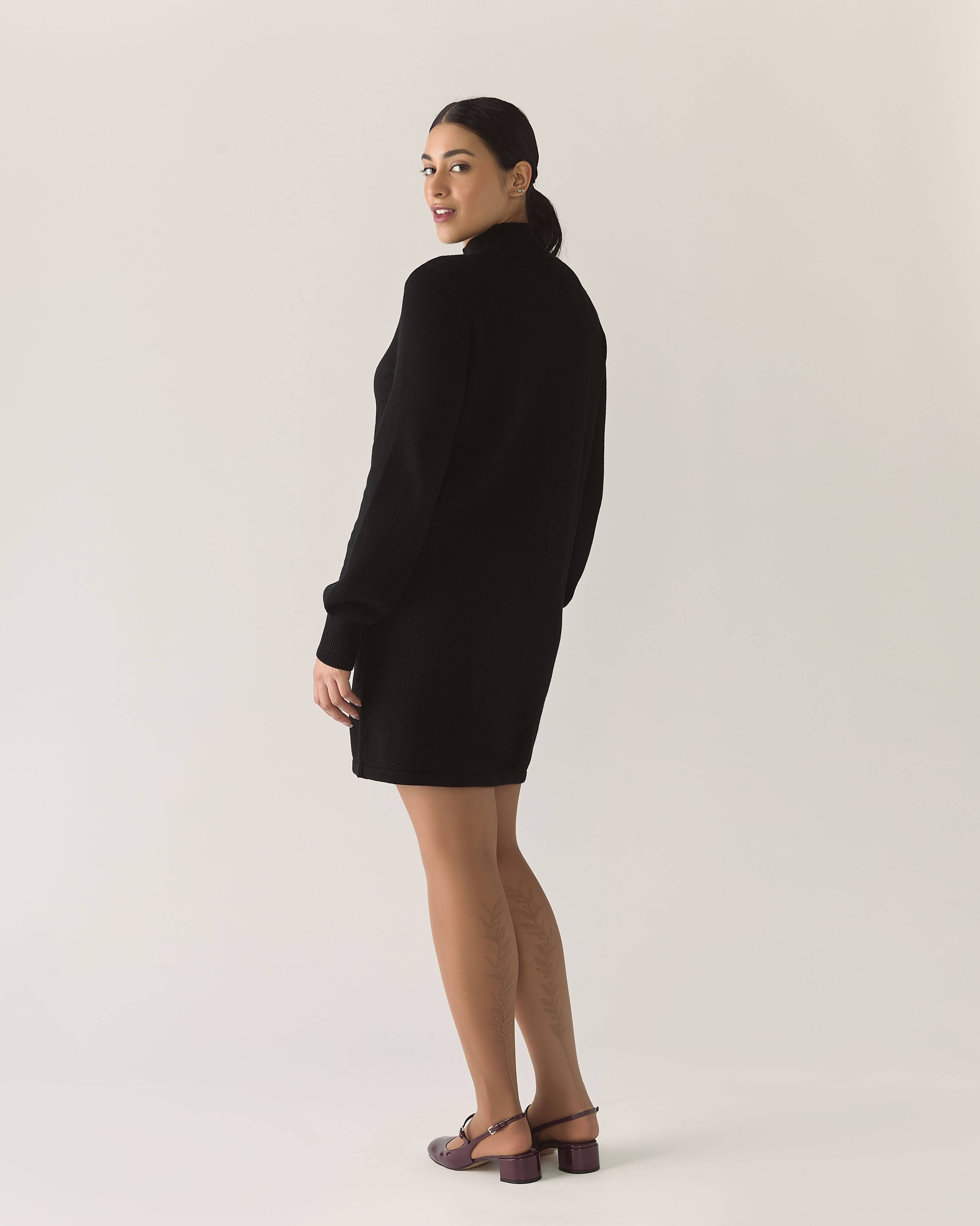 Responsible Merino Sweater Dress in Black - Out of the Blue