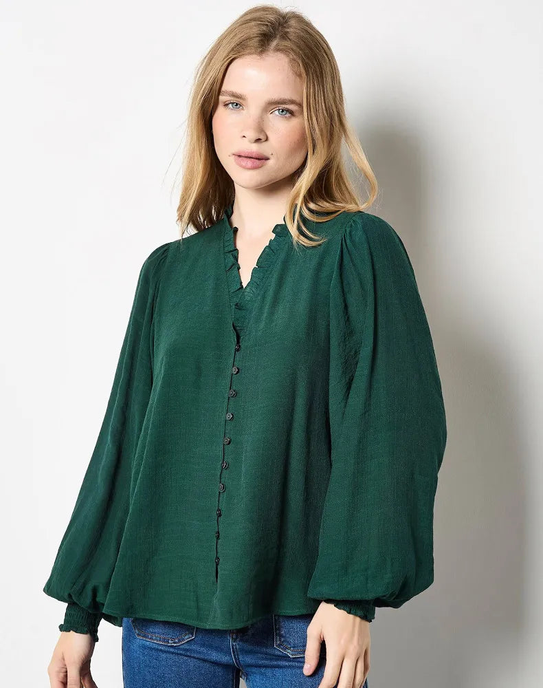 RUFFLE SMOCK BLOUSE