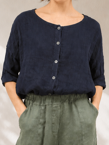 Just Right Cropped Blouse - Out of the Blue