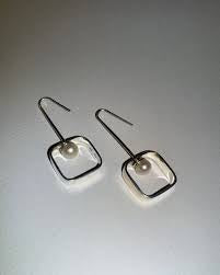 Box Pearl Sterling Silver Earrings