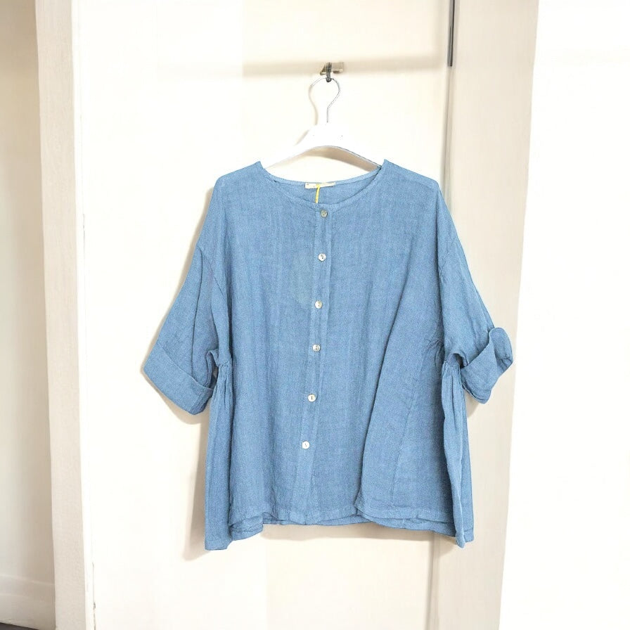 Harlow Linen Blouse - Out of the Blue