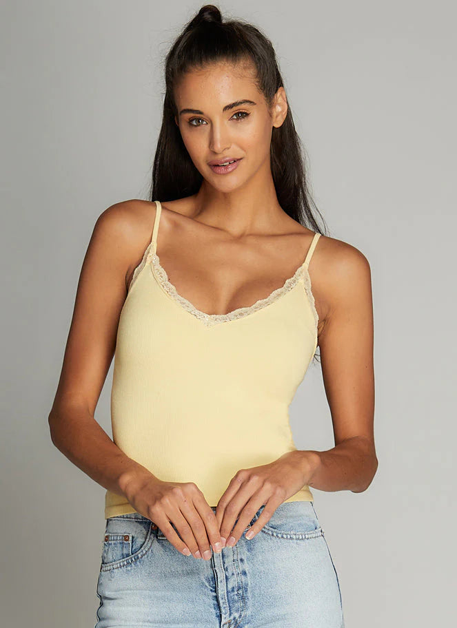 Bamboo Lace Trim Tank - Out of the Blue