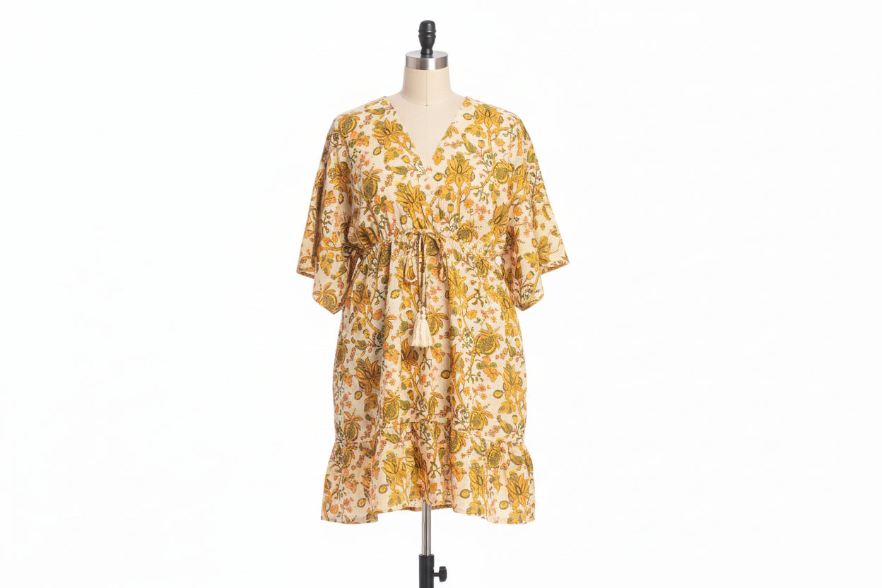 Cotton Tumeric Dress - Out of the Blue