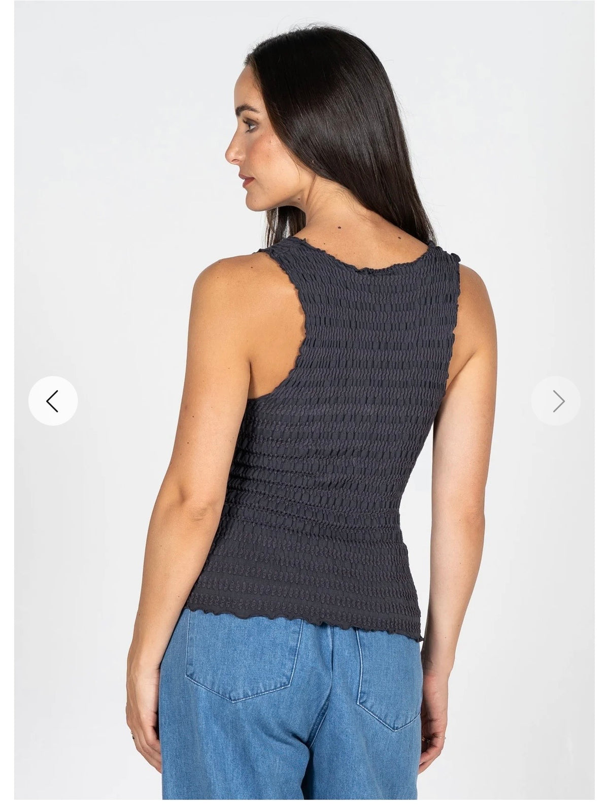 Seamless Smocked V Neck
