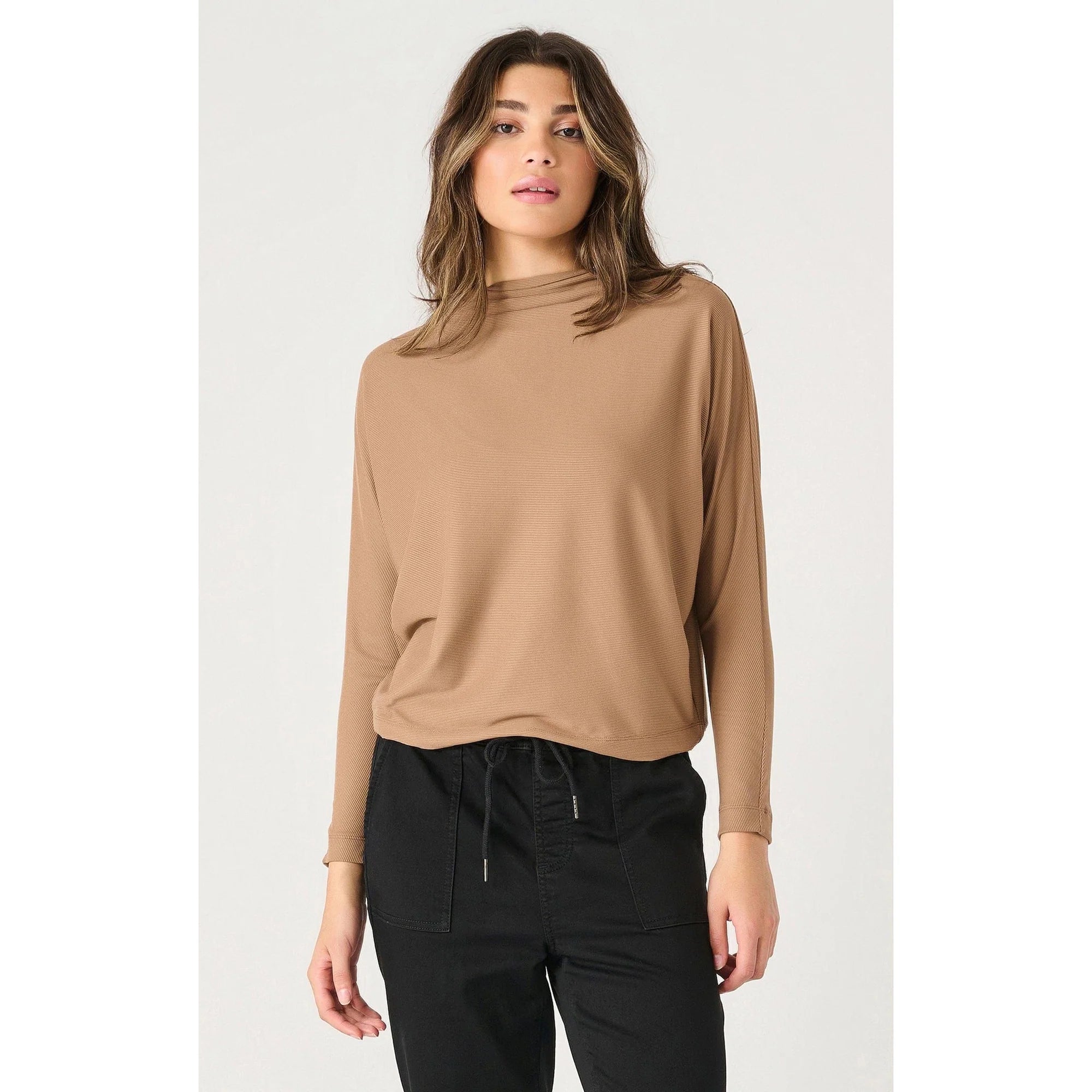 MOCK NECK RIBBED TOP