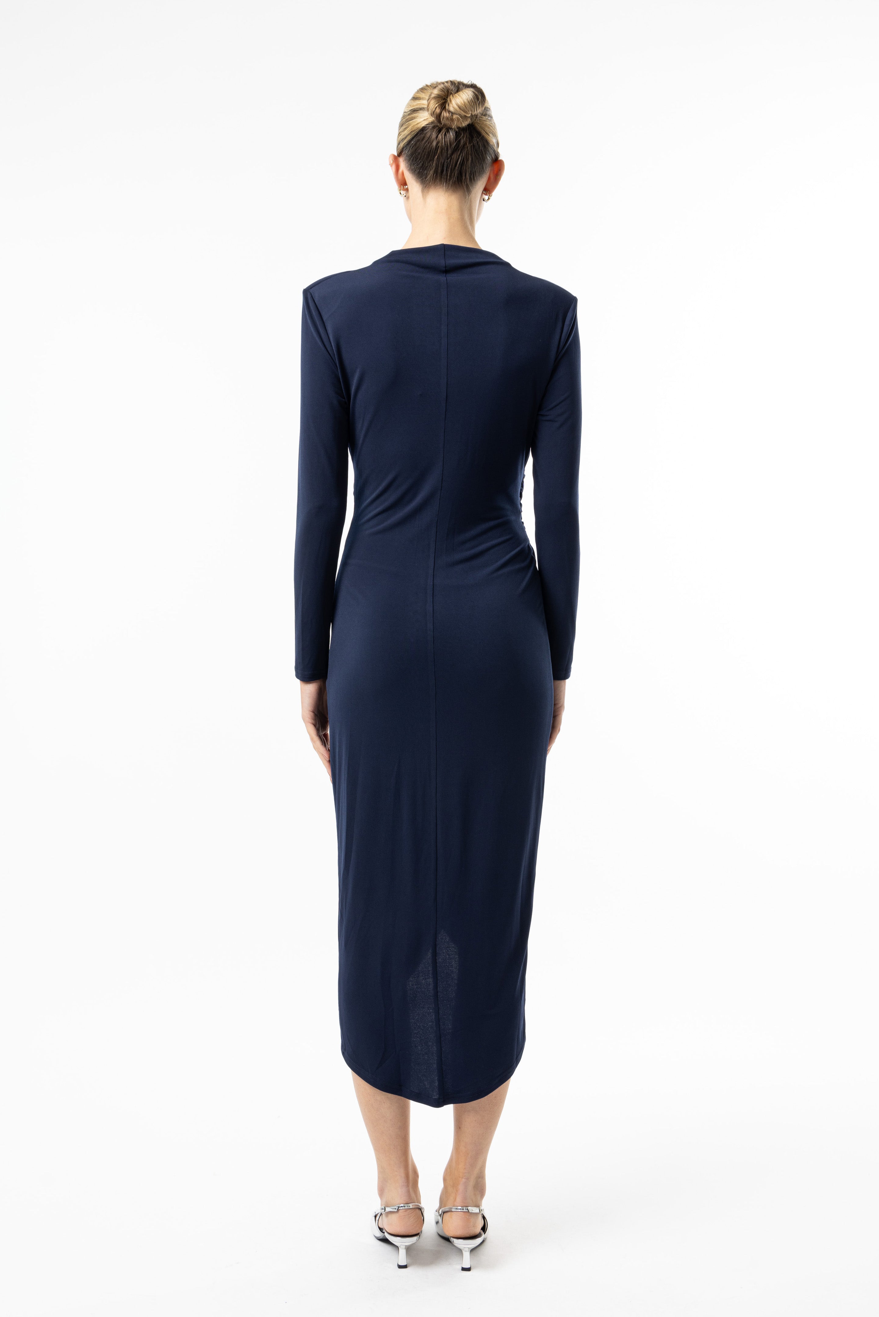 Navy Ruched Dress