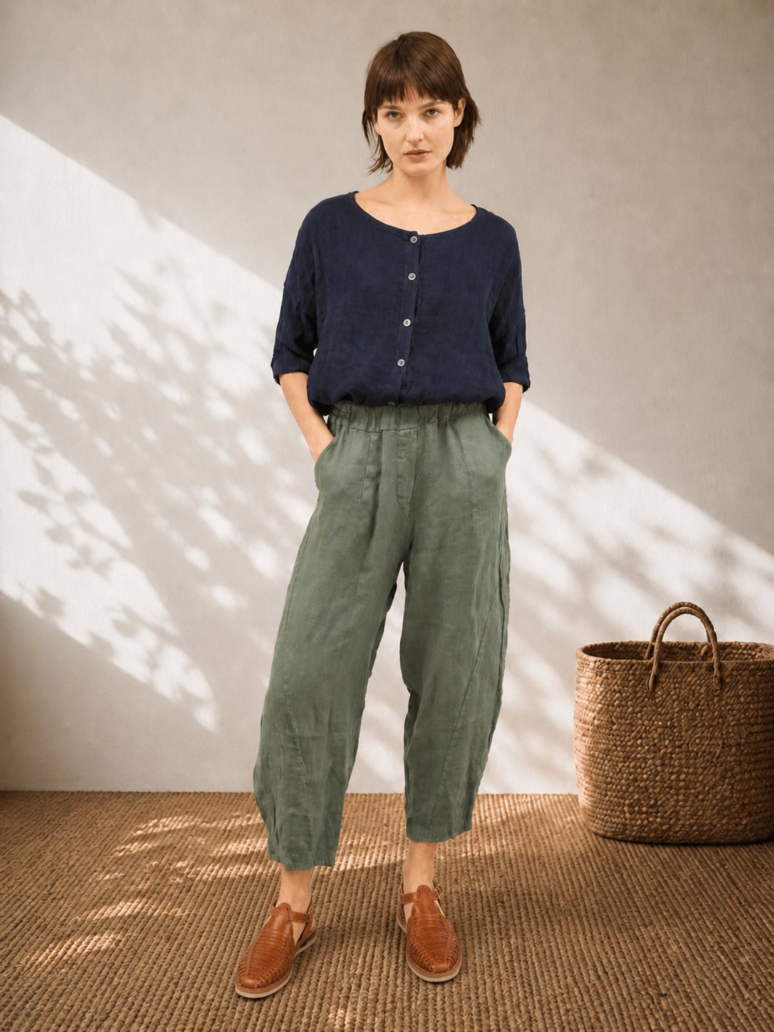 Just Right Cropped Blouse - Out of the Blue