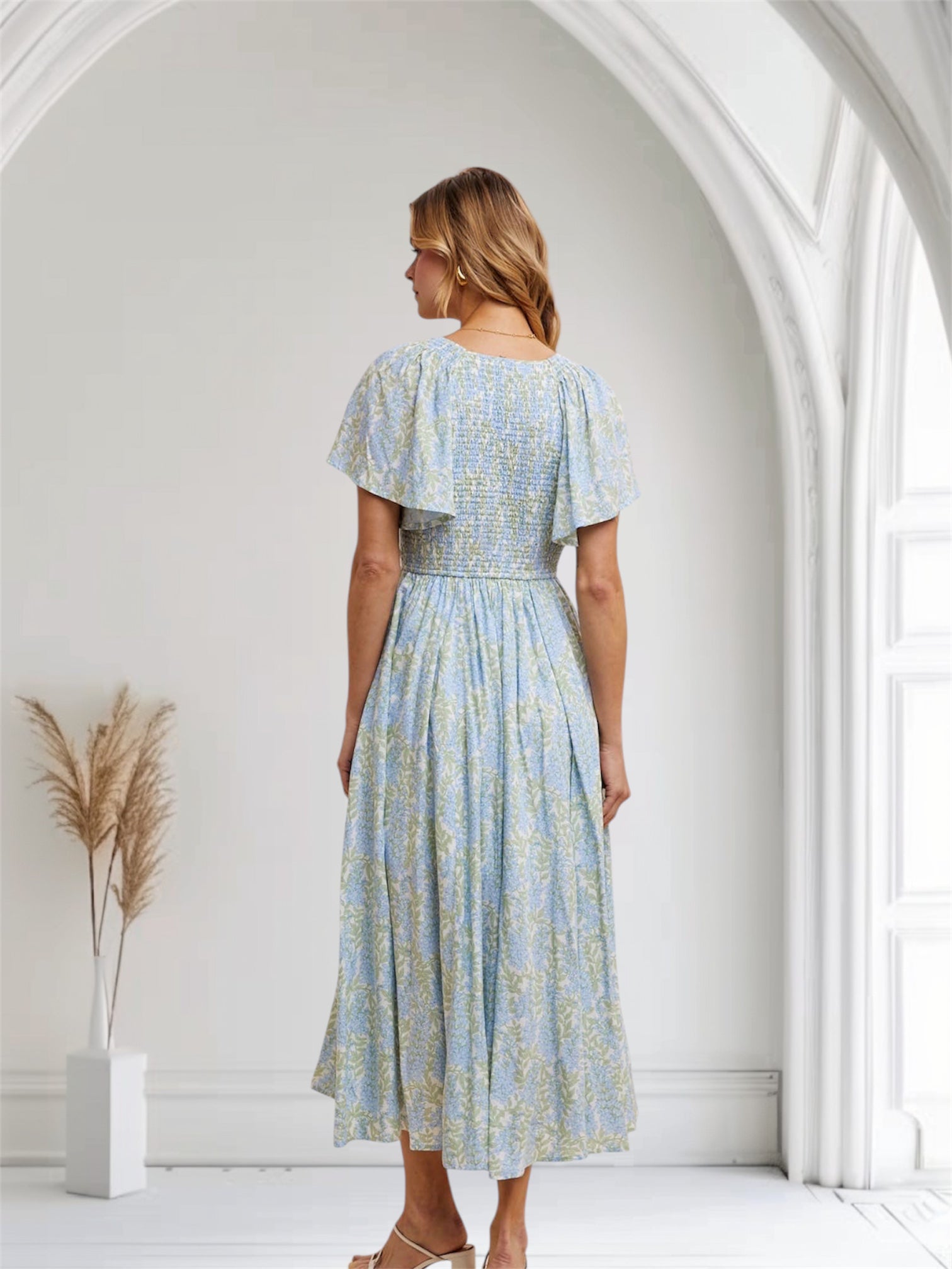 SMOCKED BUTTON DOWN MAXI - Out of the Blue
