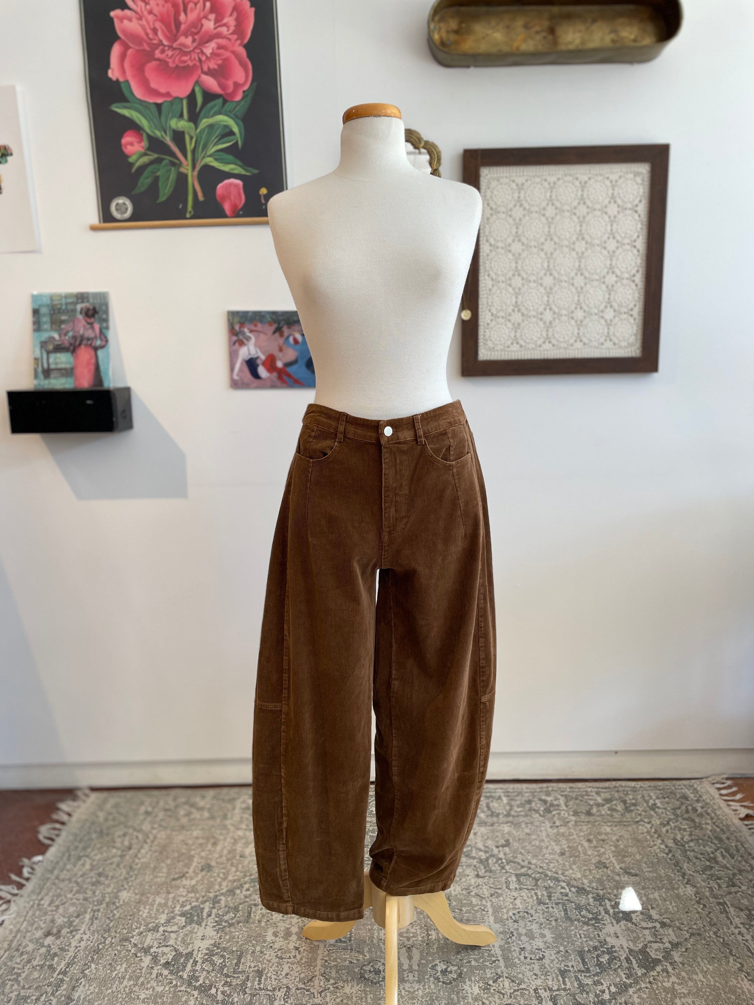 CORDUROY BARREL PANTS - Out of the Blue