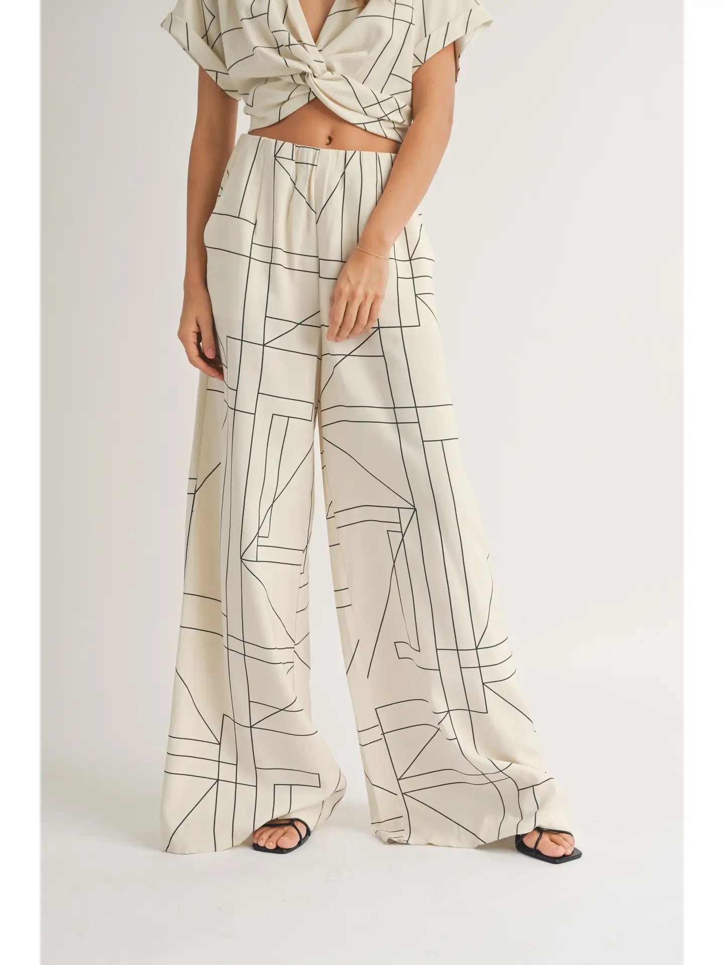Grid Wide Leg Pant - Out of the Blue