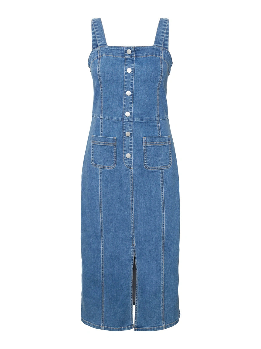 Denim Button Up Dress - Out of the Blue