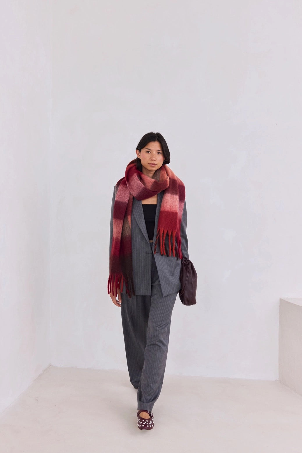 The Reykjavik Scarf Burgundy check