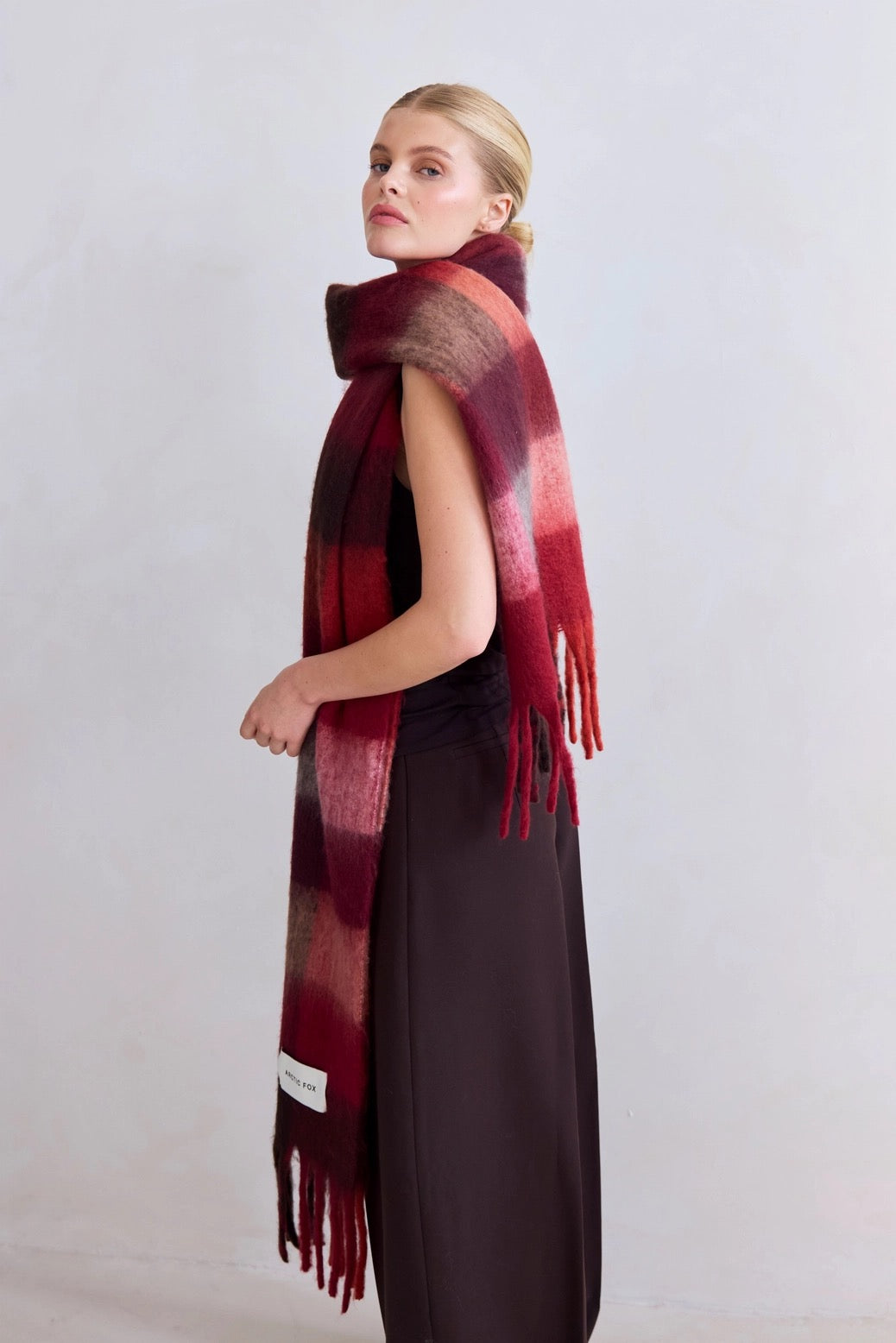 The Reykjavik Scarf Burgundy check