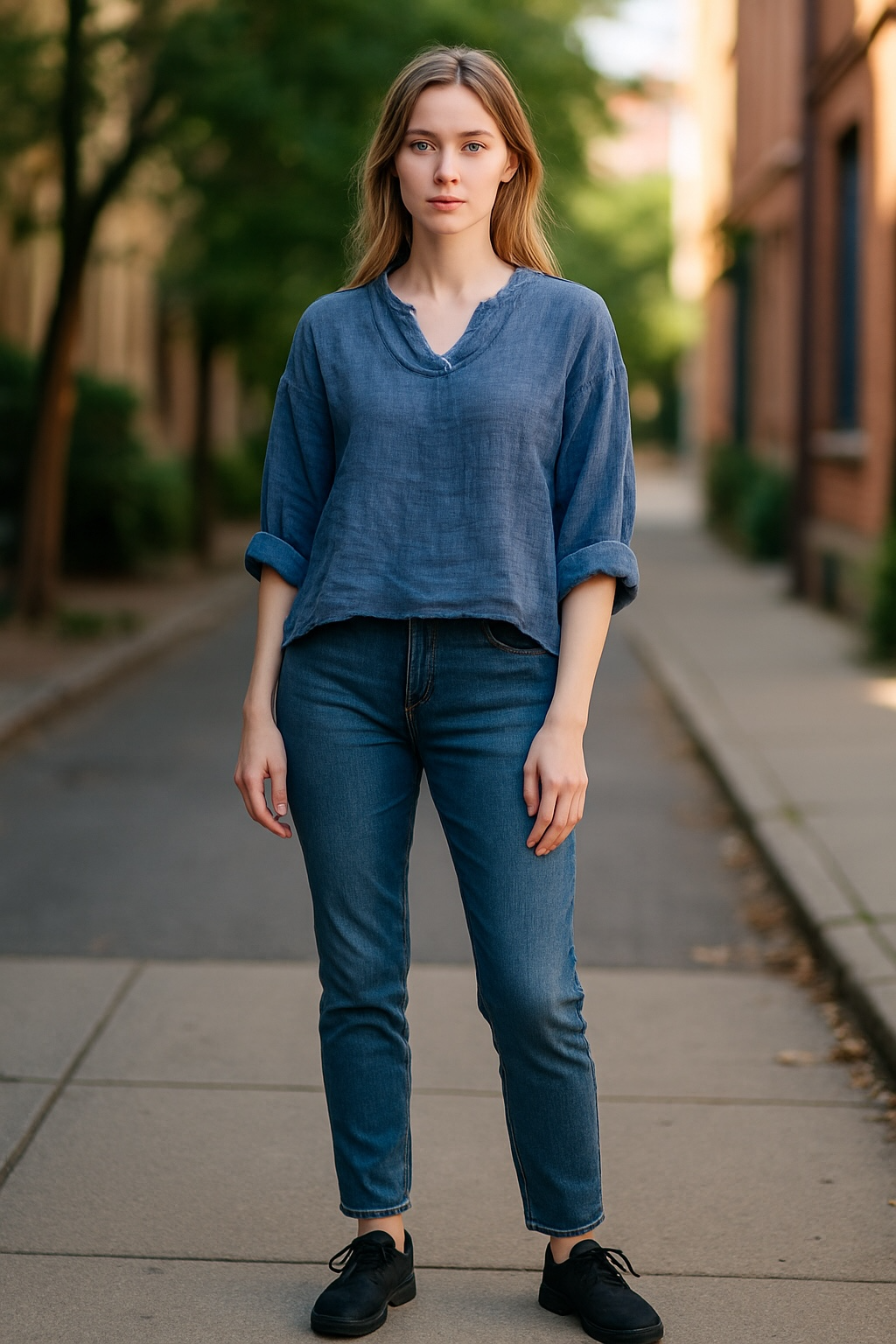 June Linen Top - Out of the Blue