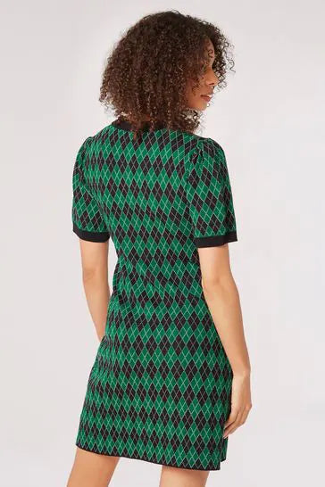 Argyle Shift Dress - Out of the Blue