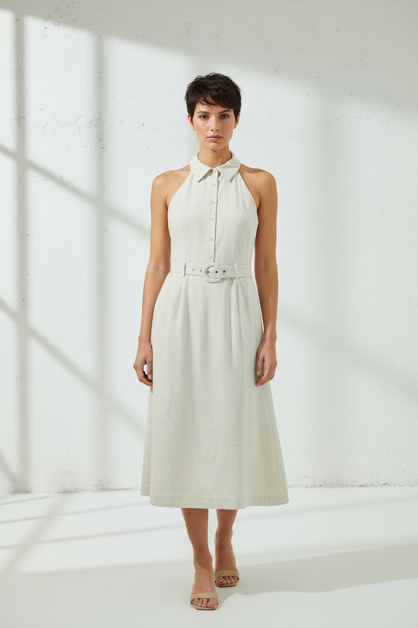 Collared Linen Dress