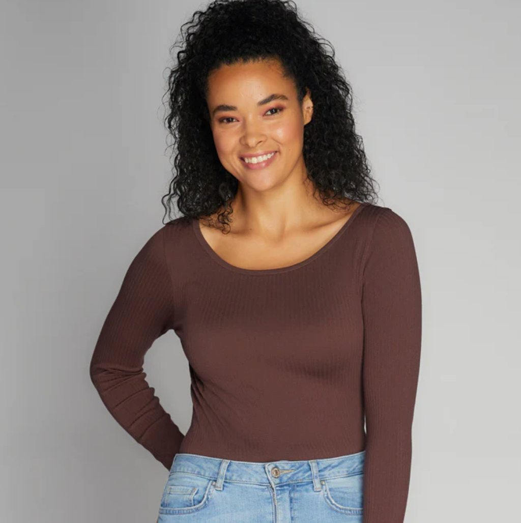 Seamless Rib Crew Neck Top - Out of the Blue