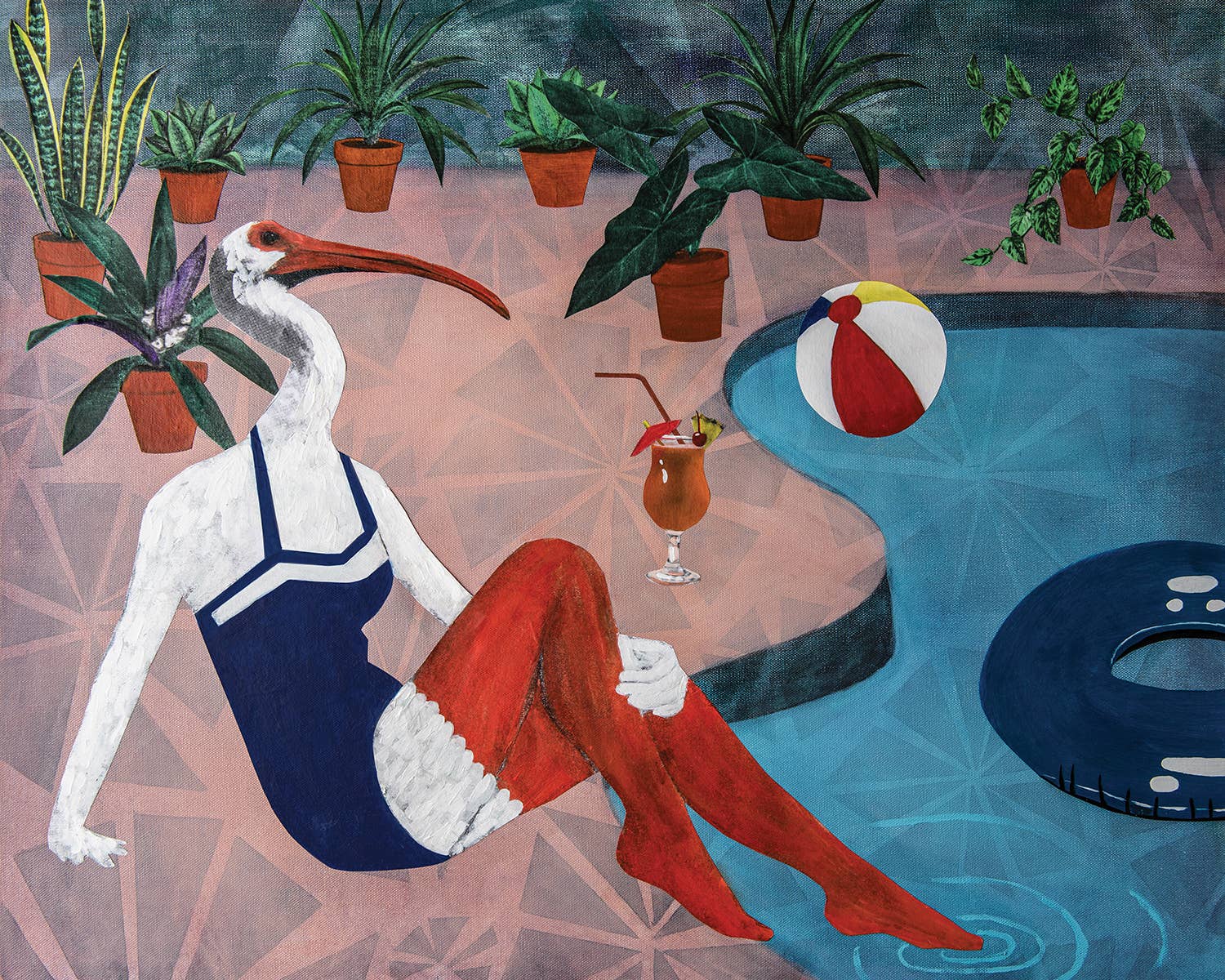 Ibis at Pool  Art Print - Out of the Blue
