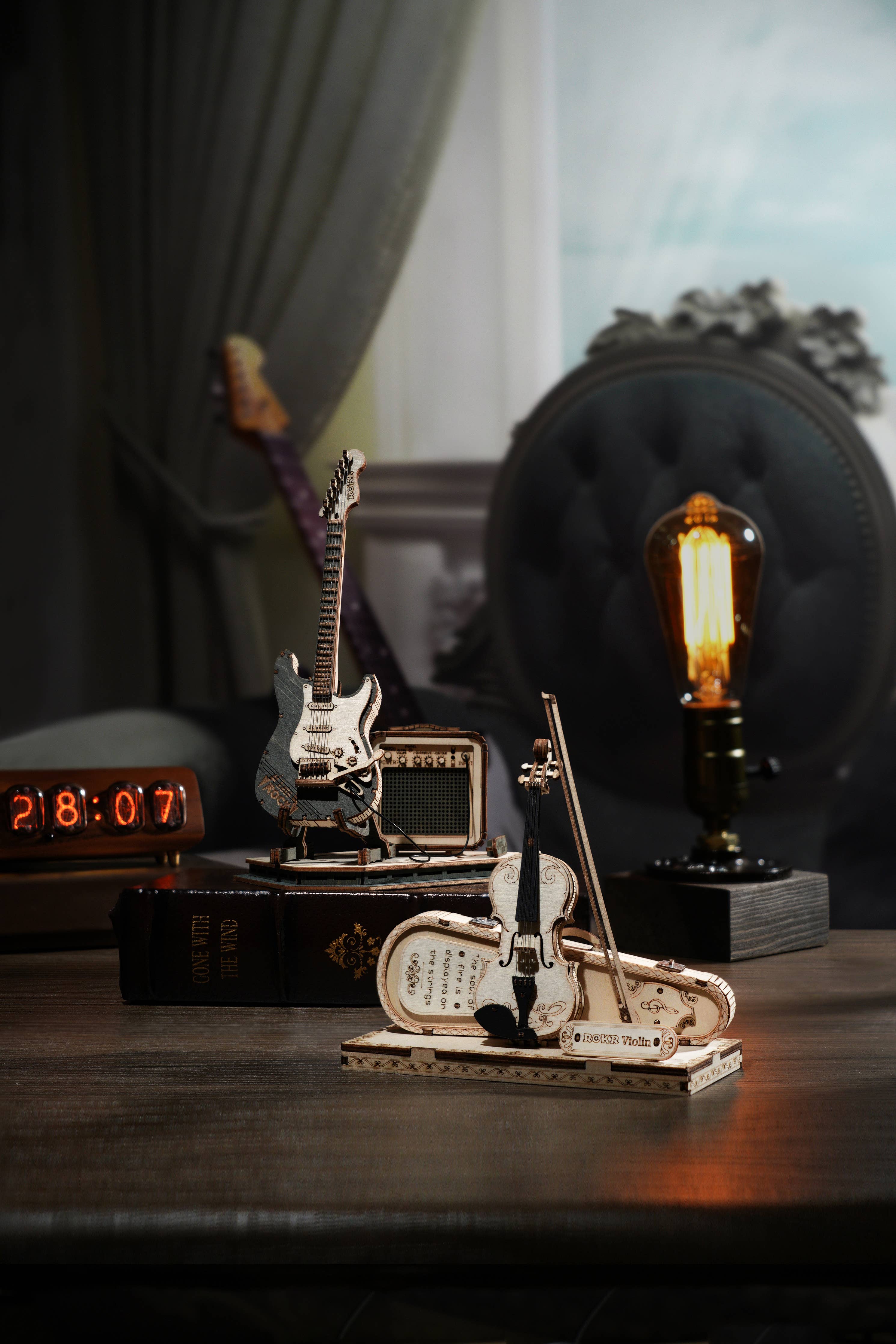 3D Laser Cut Wooden Puzzle: Electric Guitar - Out of the Blue