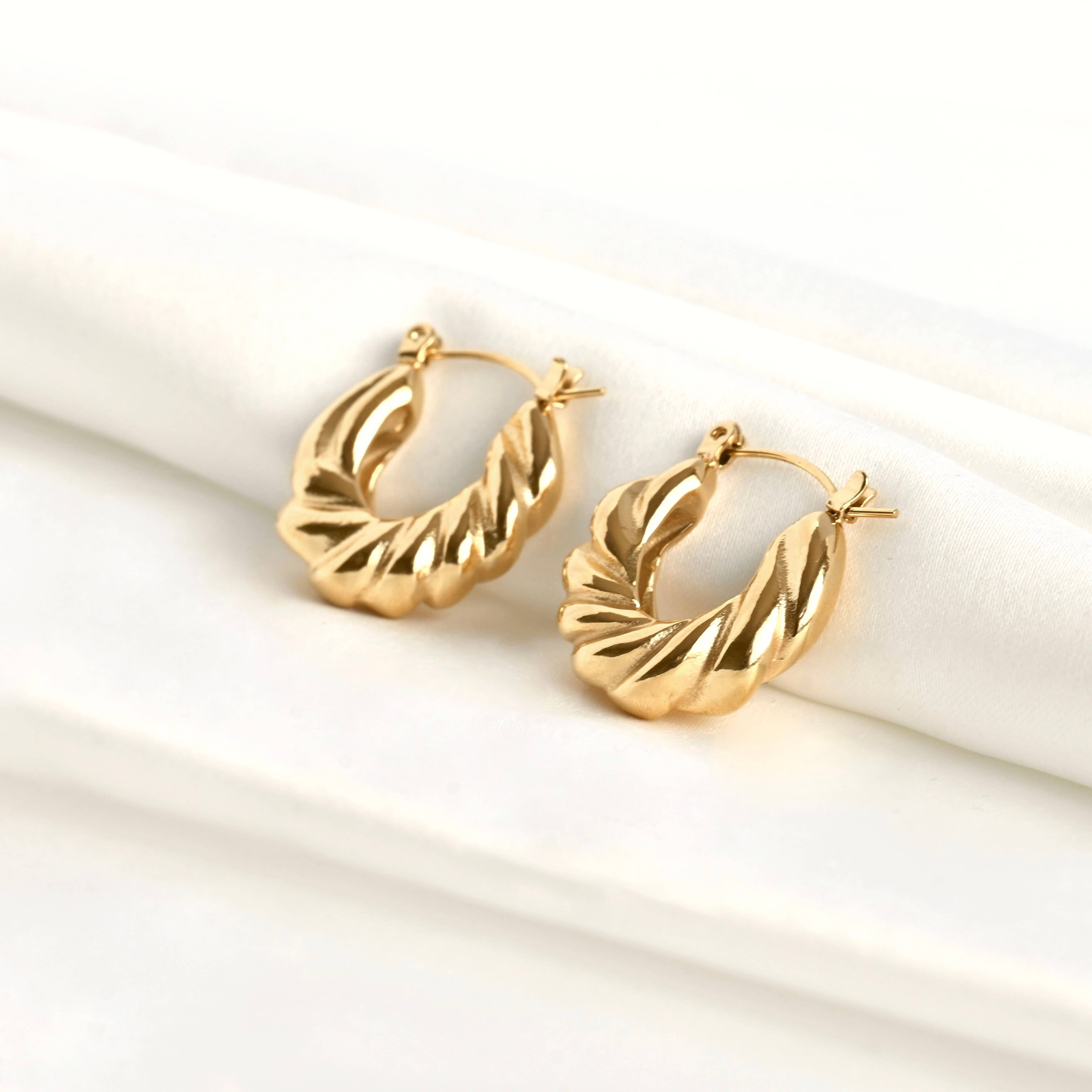 Chunky Croissant Small Twisted Hoop Earrings - Out of the Blue