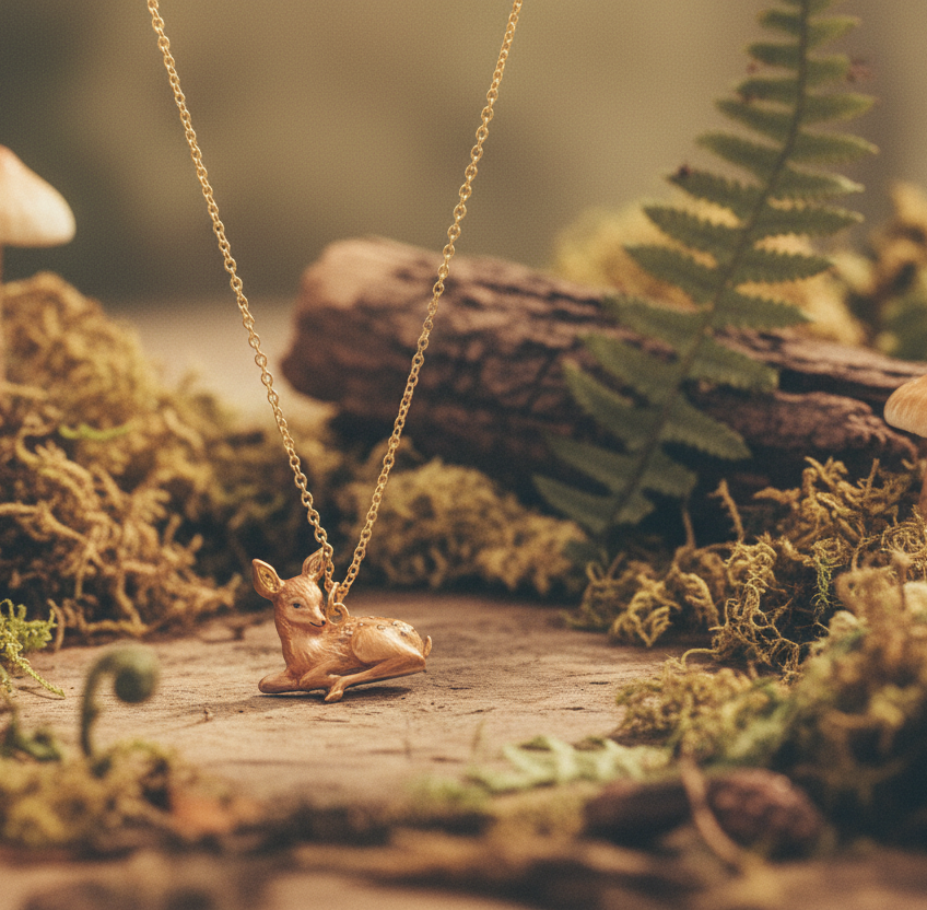 Resting Fawn Gold Chain Necklace
