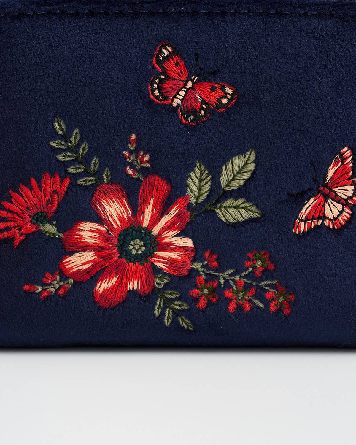 Fable Floral Navy Velvet Purse - Out of the Blue