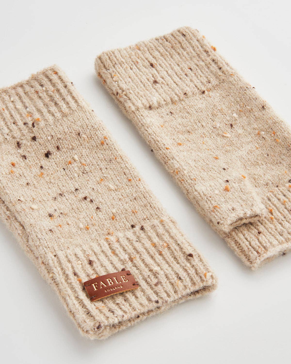 Flecked Yarn Taupe Fingerless Gloves - Out of the Blue