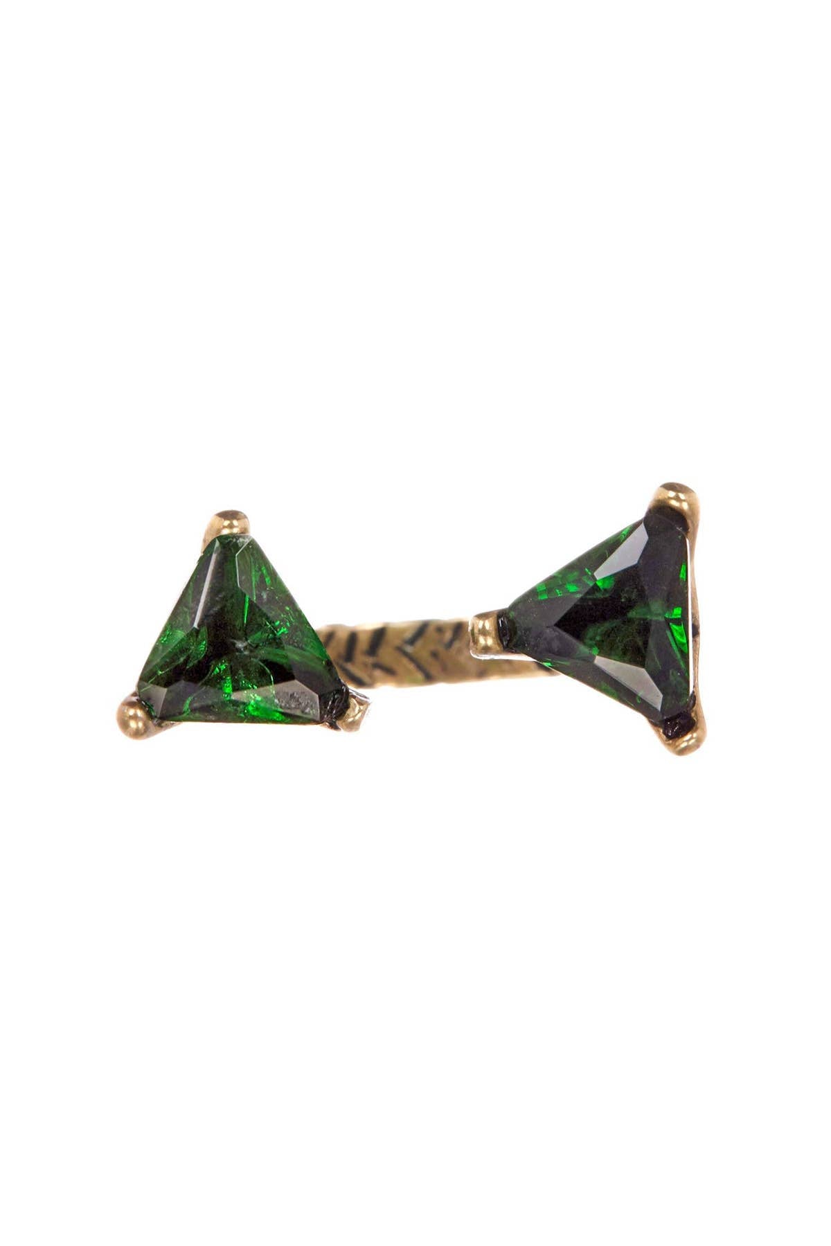 Raw Brass & Emerald Crystal  Ring