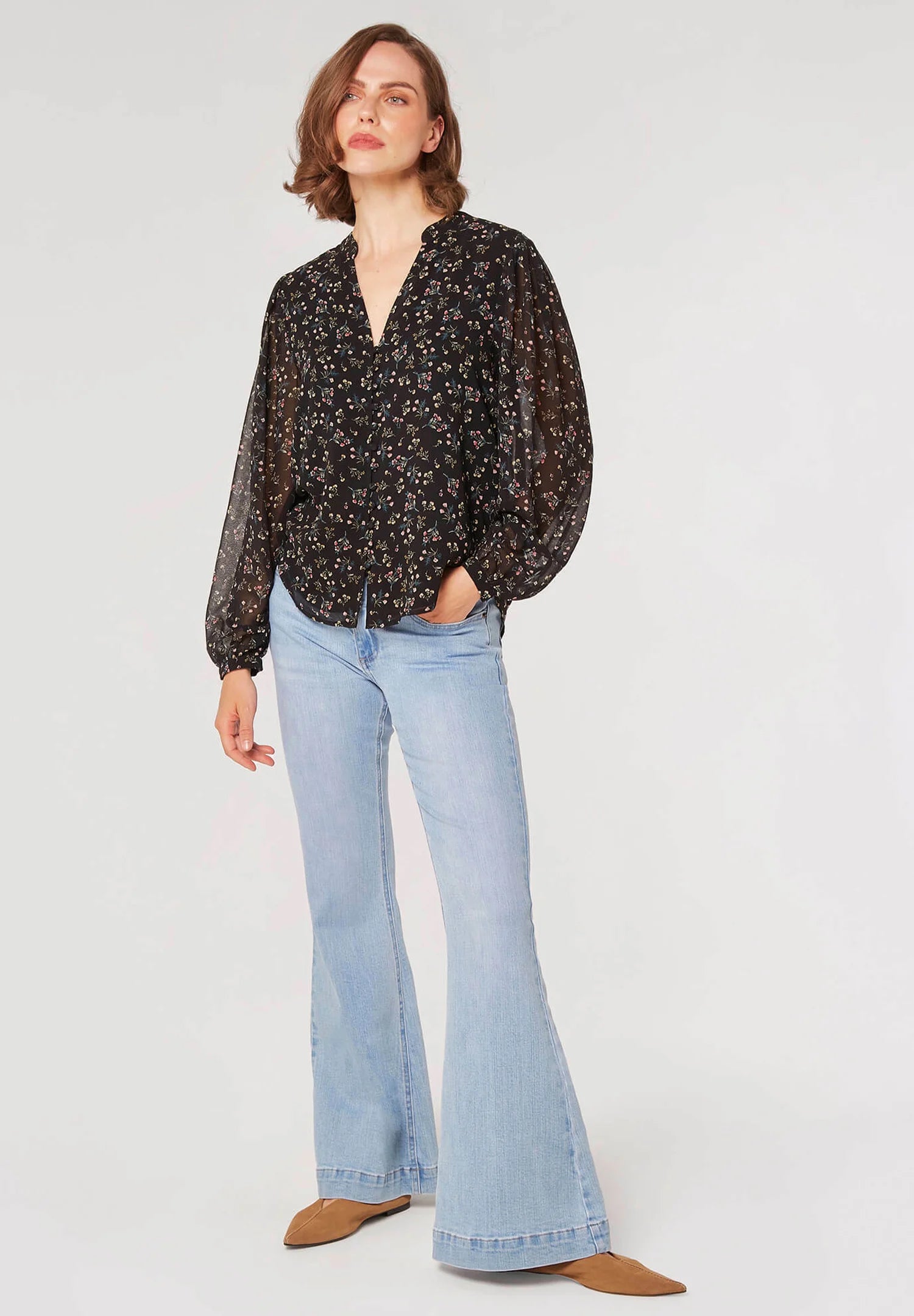 Black Ditsy Blouse - Out of the Blue