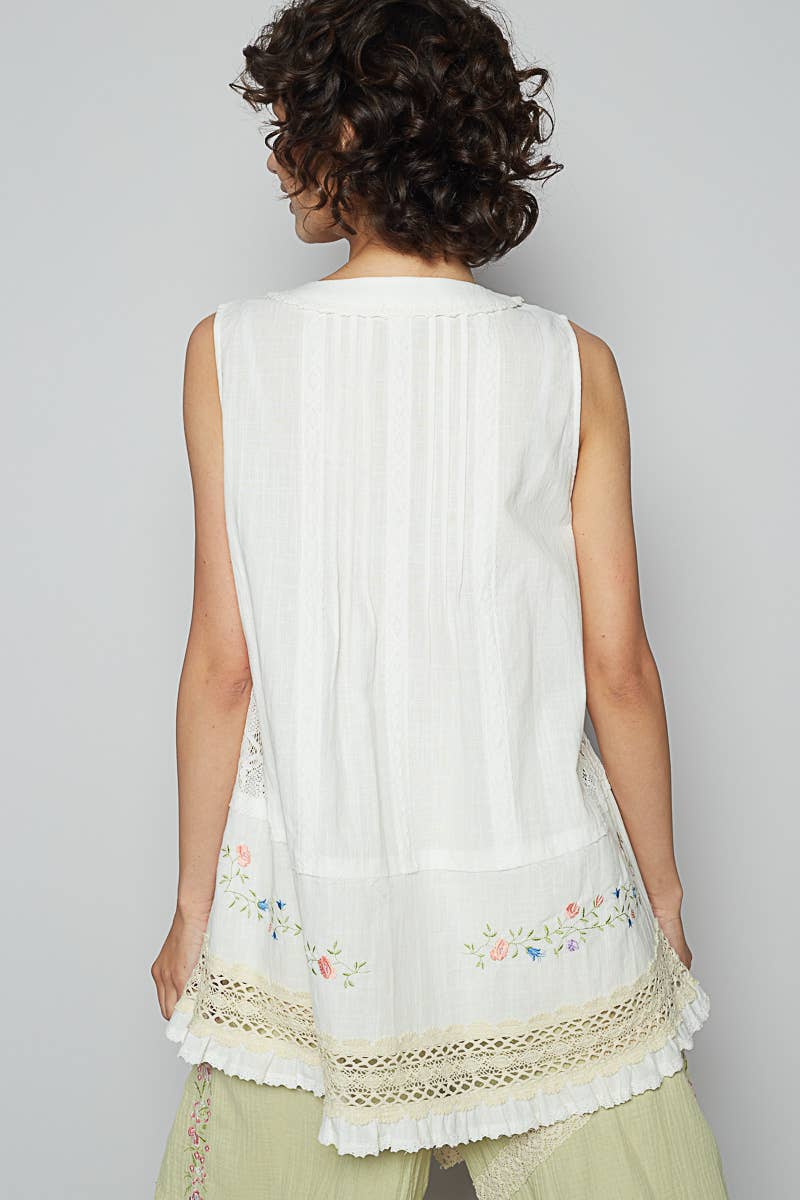 Linen & lace top