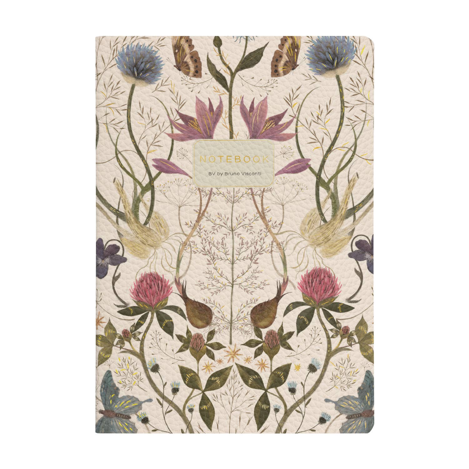 Vegan Leather A5 Notebook - Symmetrical Flora  - Out of the Blue
