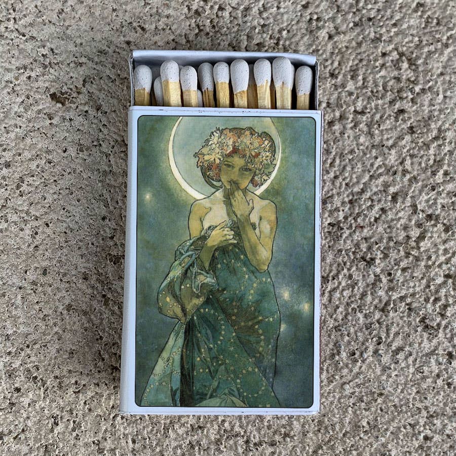 Mucha Claire de Lune Matchbox•Decorative Matches•Candle Acc