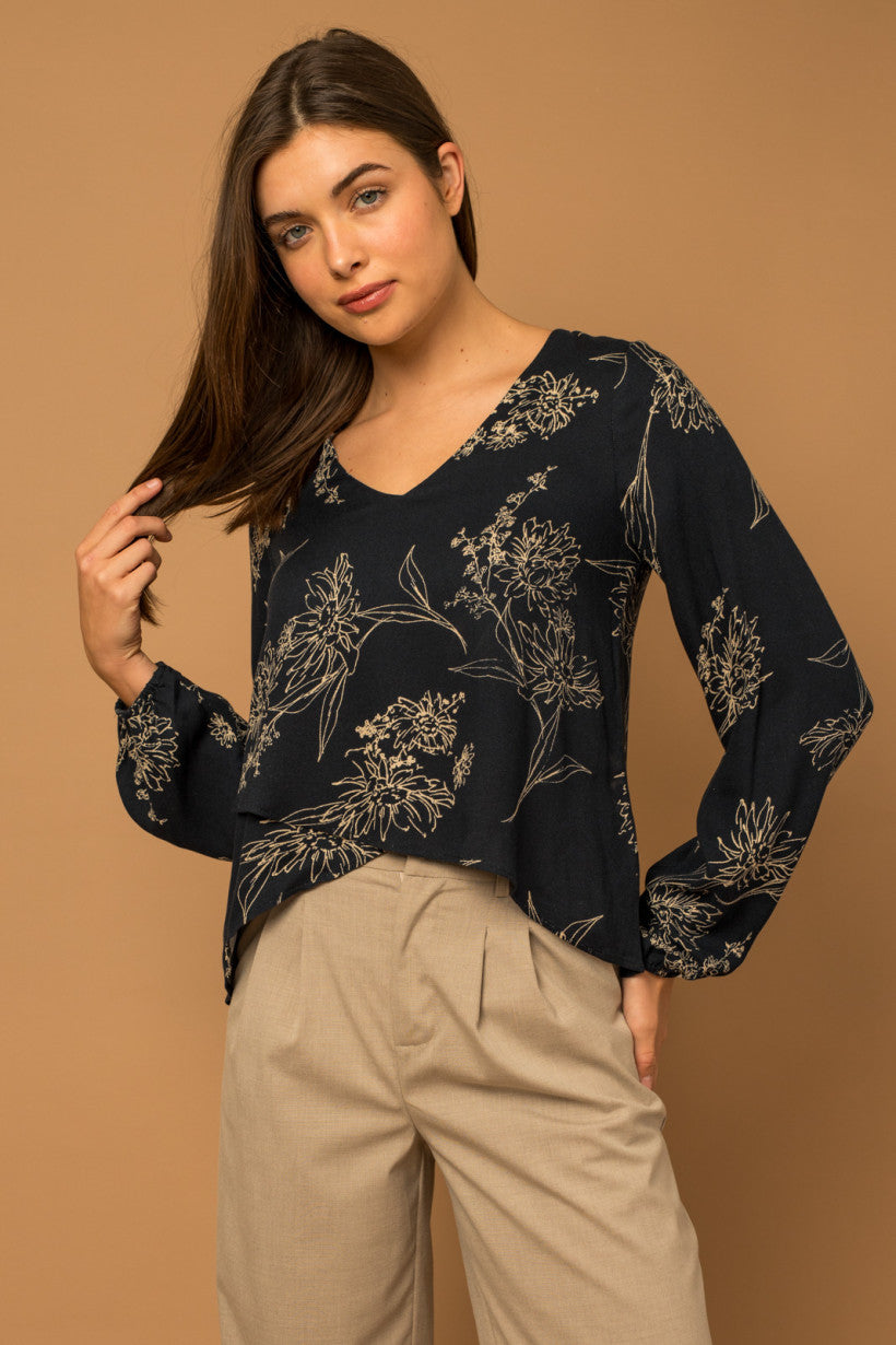Floral Print Blouse - Out of the Blue