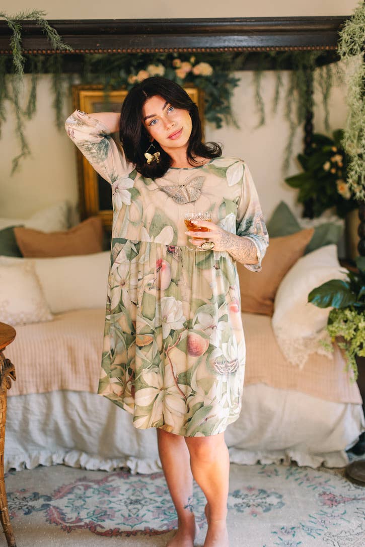 Fleur De Soleil Artist Dress w/ Pockets & Florals - Out of the Blue
