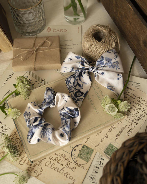 Bow & Scrunchie - Bloomin Toile Blue - Out of the Blue